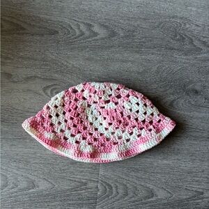 Crochet Pink & White Bucket Hat